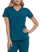 Womens EDS Essentials Mock Wrap Scrub Top - Caribbean 