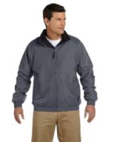 Harriton Adult Fleece-Lined Nylon Jacket Graphite/Black 